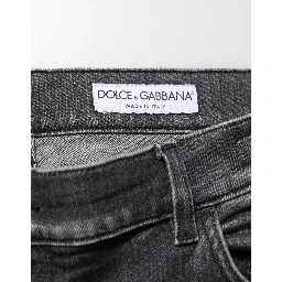 Black Gray Wash Slim Fit Straight Leg Denim Jeans