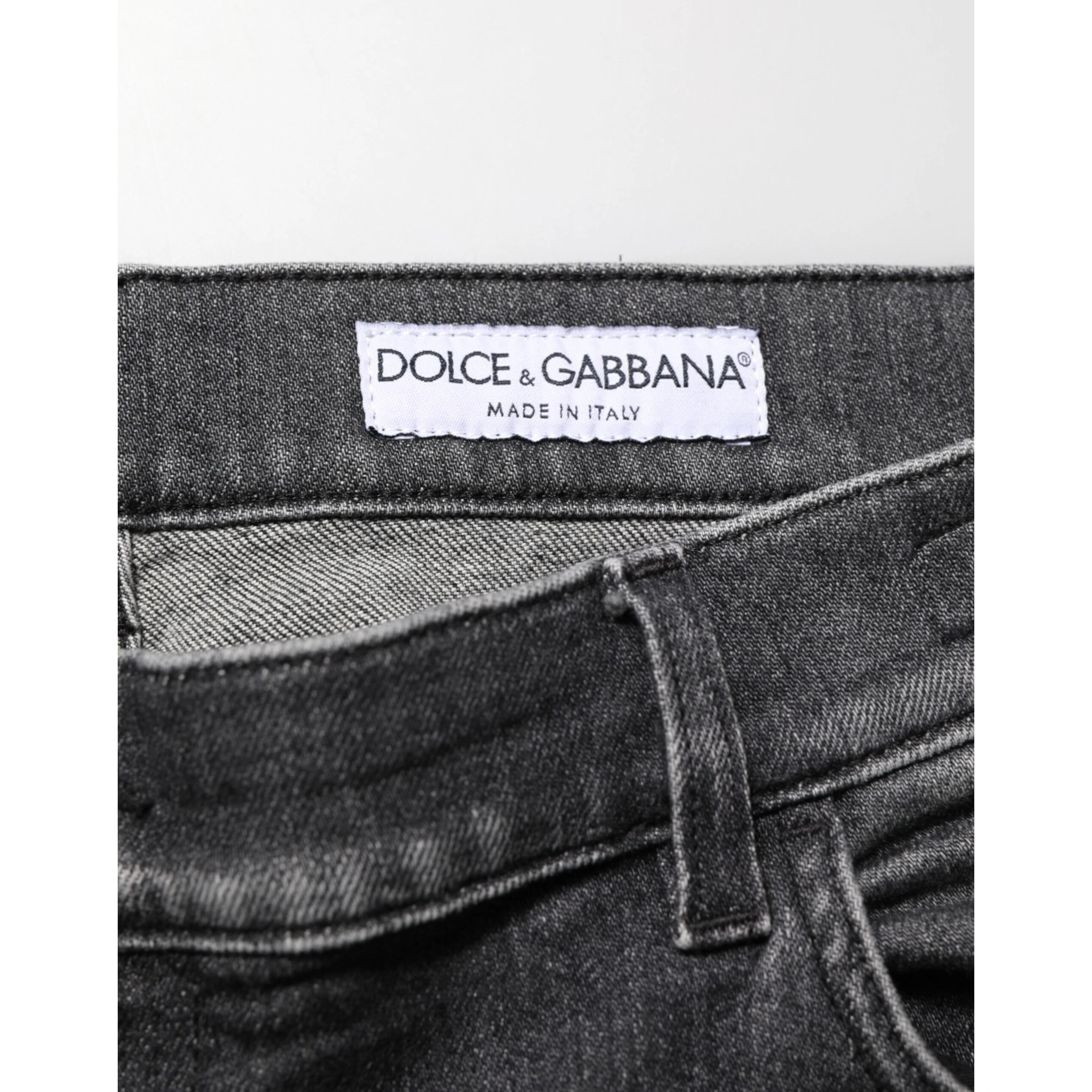 Black Gray Wash Slim Fit Straight Leg Denim Jeans