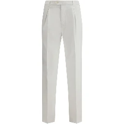 White Cotton Casual Pants