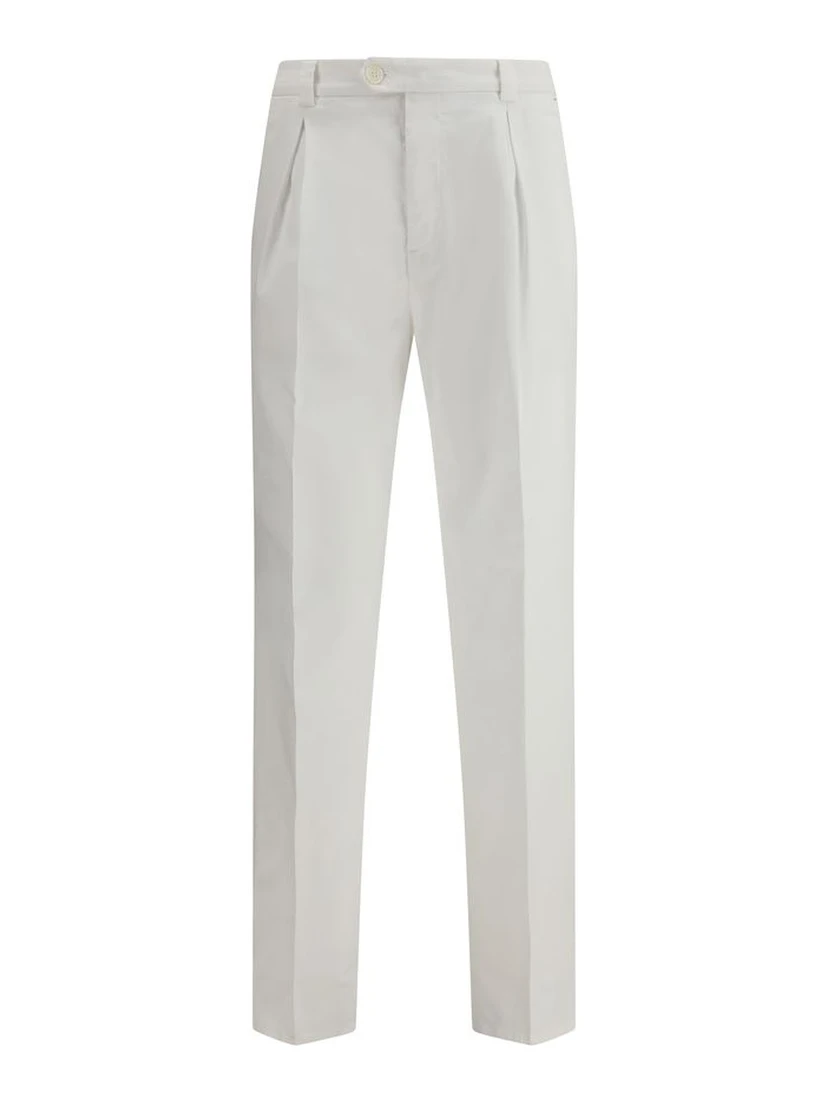 White Cotton Casual Pants