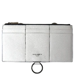 White Calfskin Leather Large Crossbody Card Holder Wallet