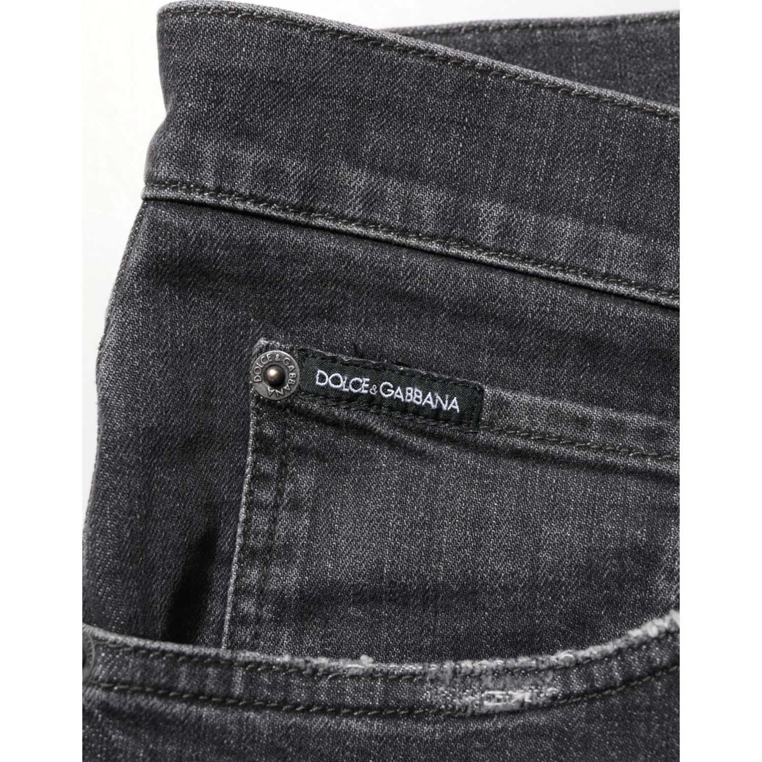 Black Cotton Slim Fit Distressed Ripped Logo Jeans
