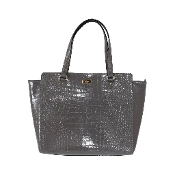Grey Croc Embossed Leather Elissa Bristol Drive Tote Handbag Bag
