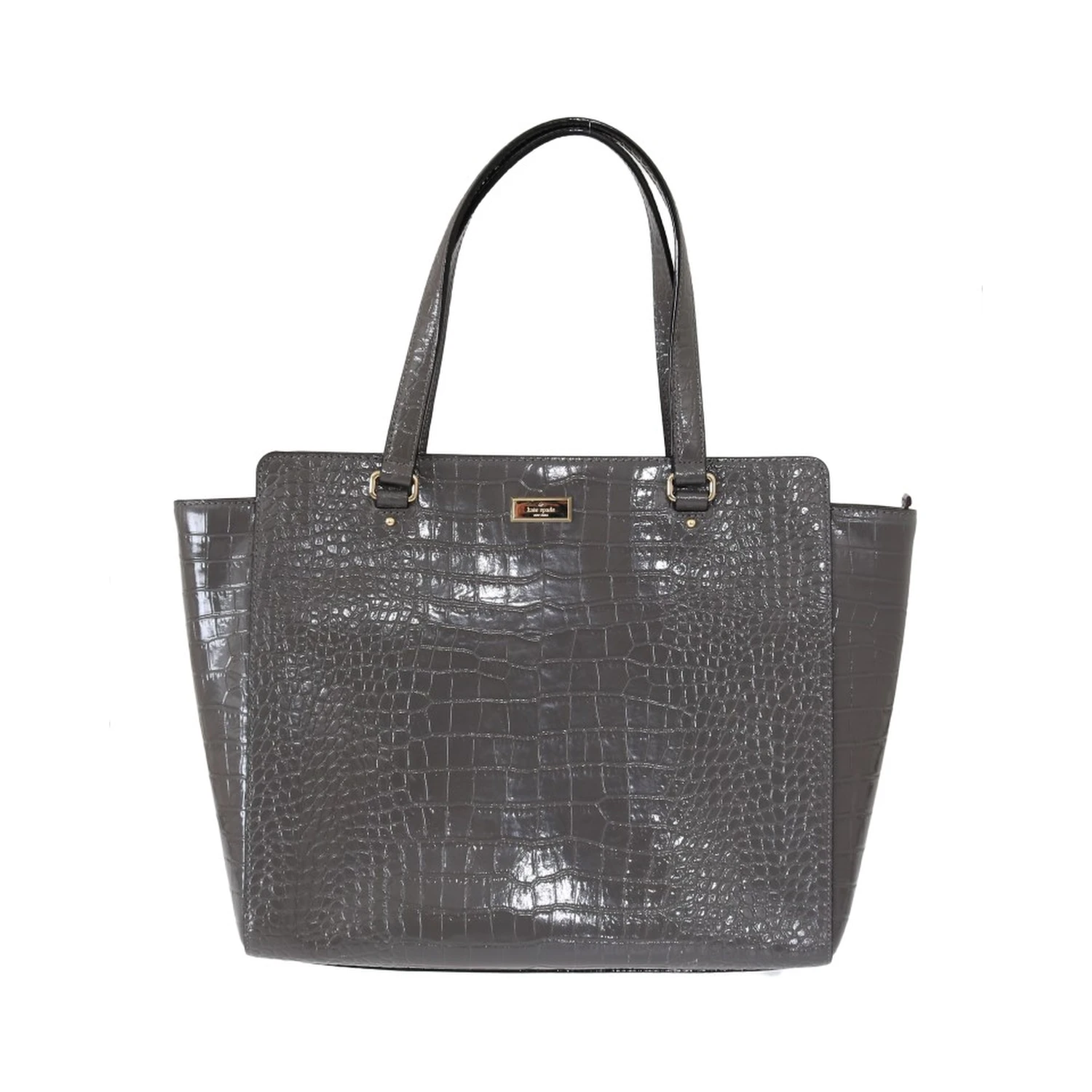 Grey Croc Embossed Leather Elissa Bristol Drive Tote Handbag Bag