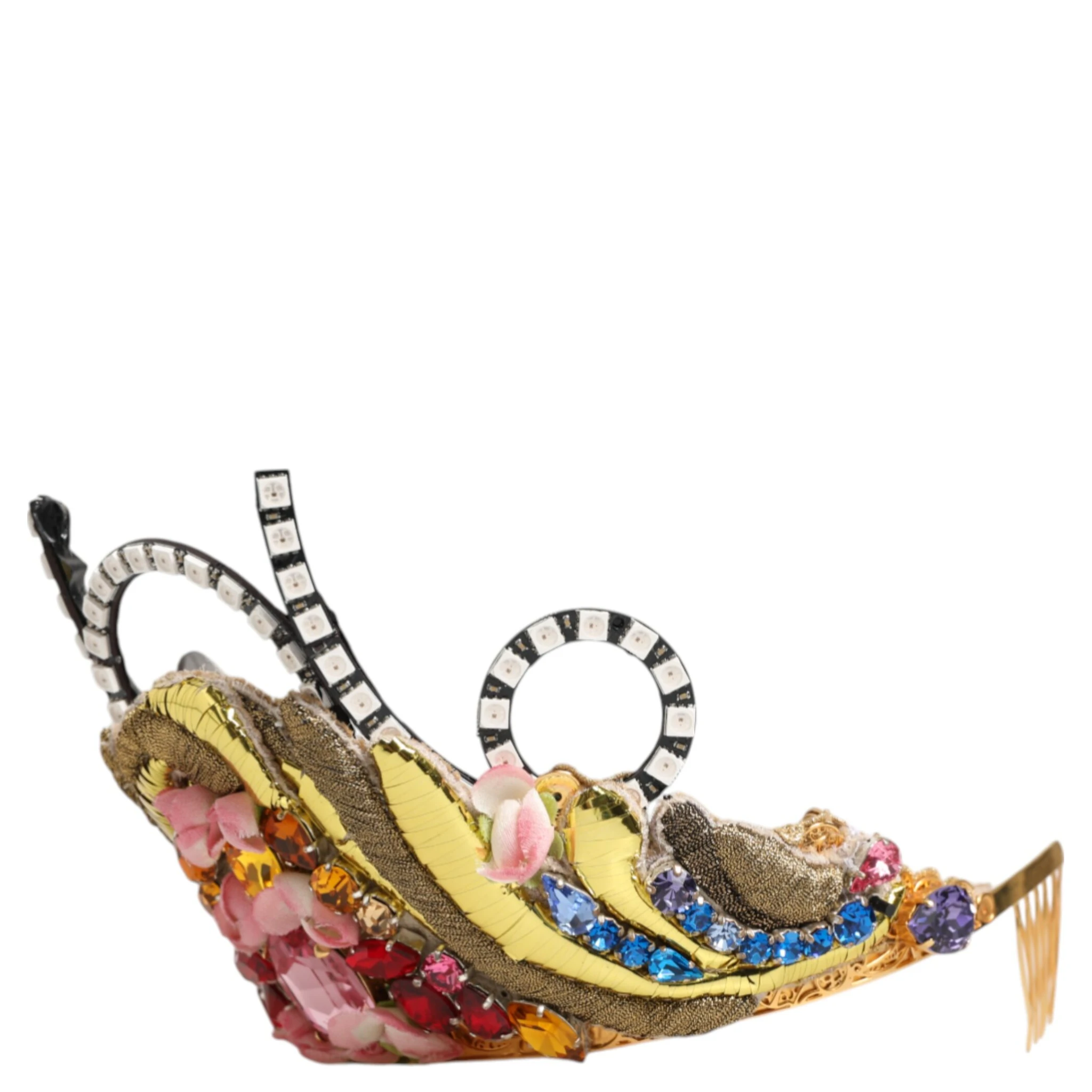 Gold Brass Crystal Embellished Headpiece Crown Tiara