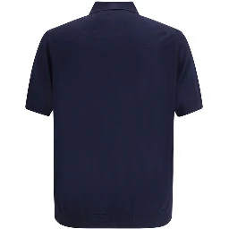Blue Fleece Wool Polo Shirt