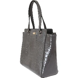 Grey Croc Embossed Leather Elissa Bristol Drive Tote Handbag Bag