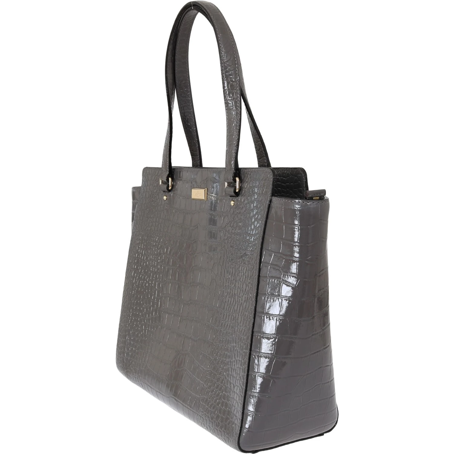 Grey Croc Embossed Leather Elissa Bristol Drive Tote Handbag Bag