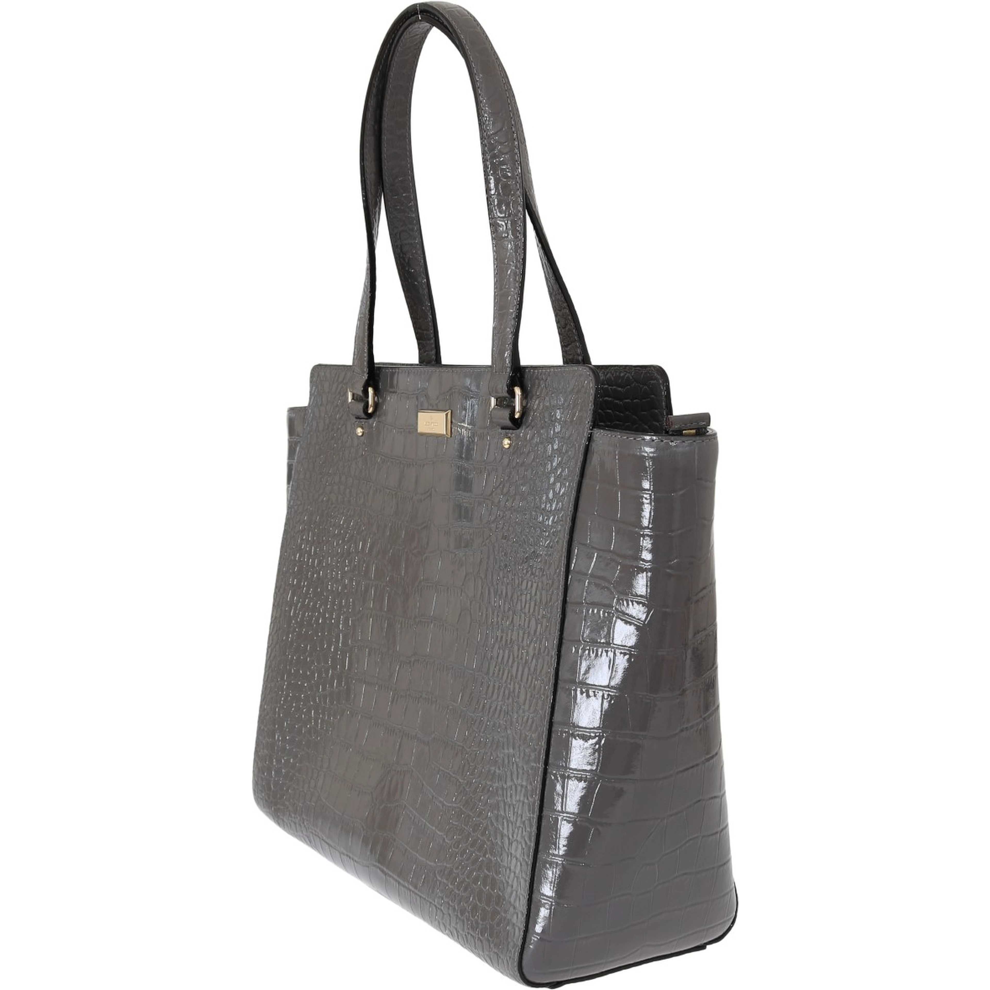 Grey Croc Embossed Leather Elissa Bristol Drive Tote Handbag Bag