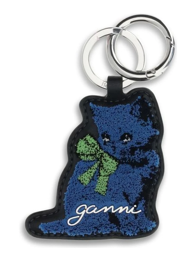 Blue Recycled Leather Keychain