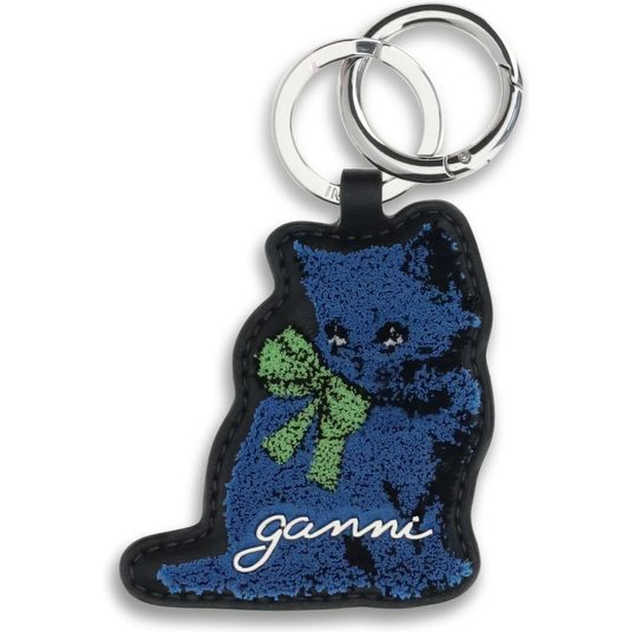 Blue Recycled Leather Keychain