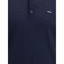 Blue Fleece Wool Polo Shirt