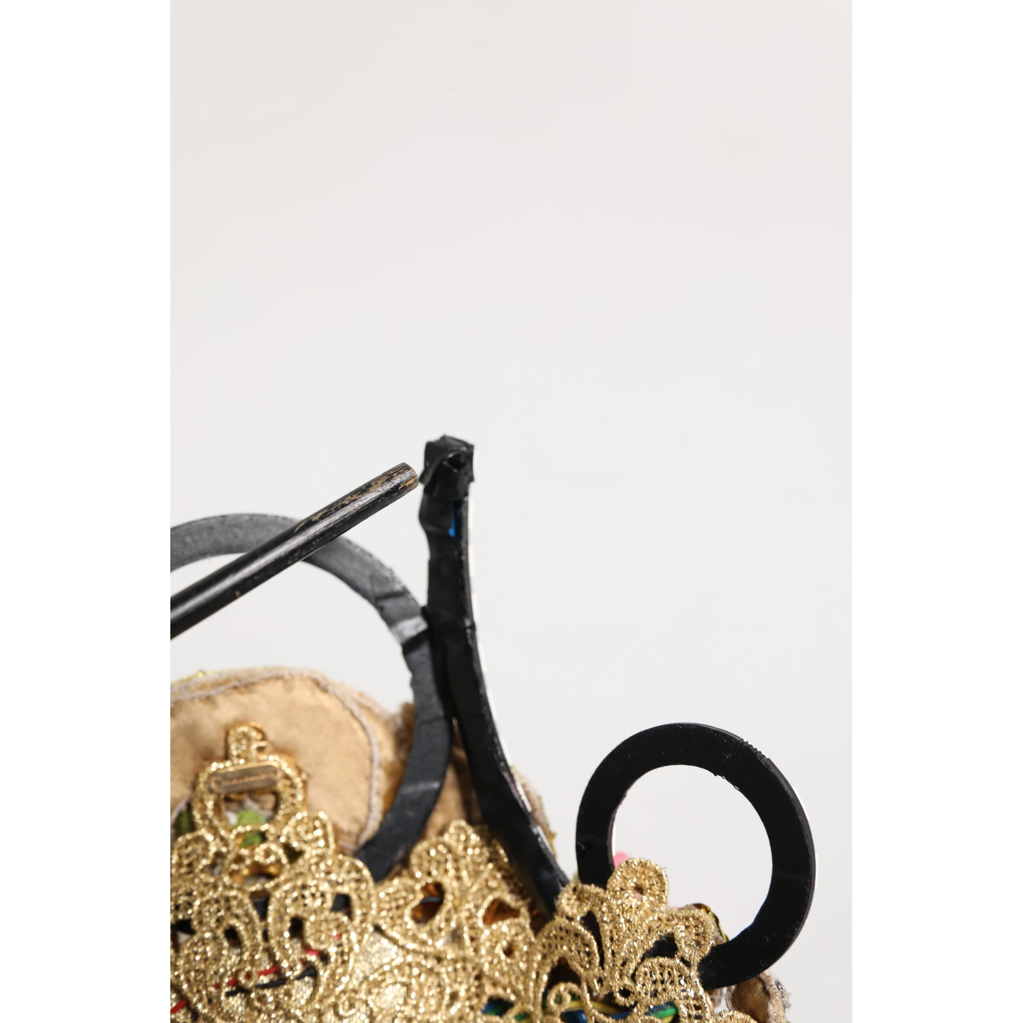 Gold Brass Crystal Embellished Headpiece Crown Tiara