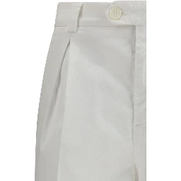 White Cotton Casual Pants