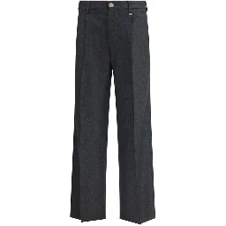 Gray Fleece Wool Casual Pants