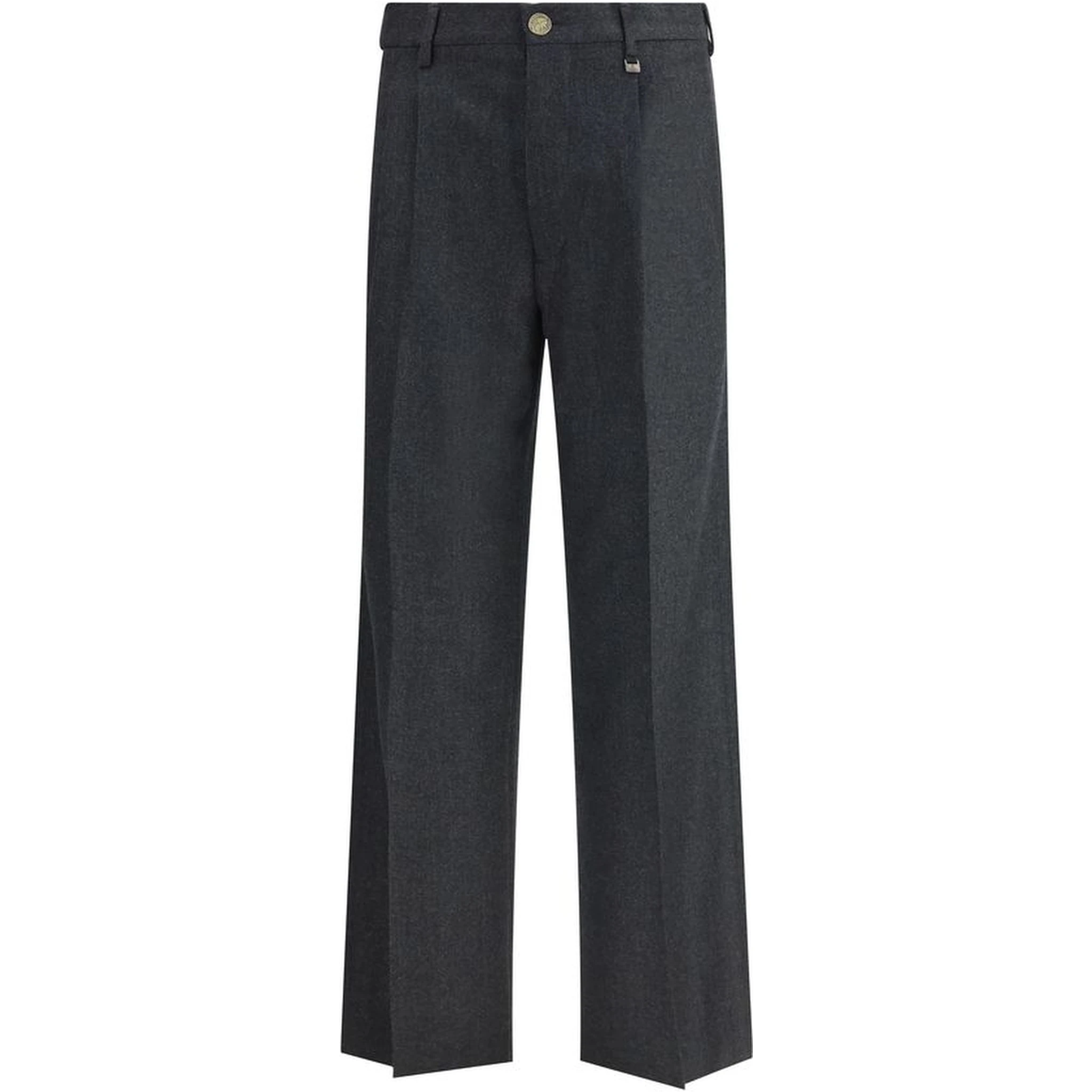 Gray Fleece Wool Casual Pants