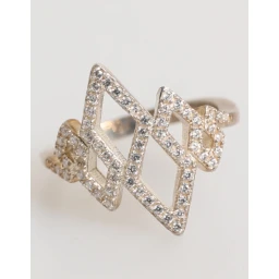 Geometric Diamond Shape Pave CZ Crystal Jewelry Ring