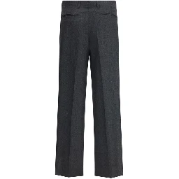 Gray Fleece Wool Casual Pants
