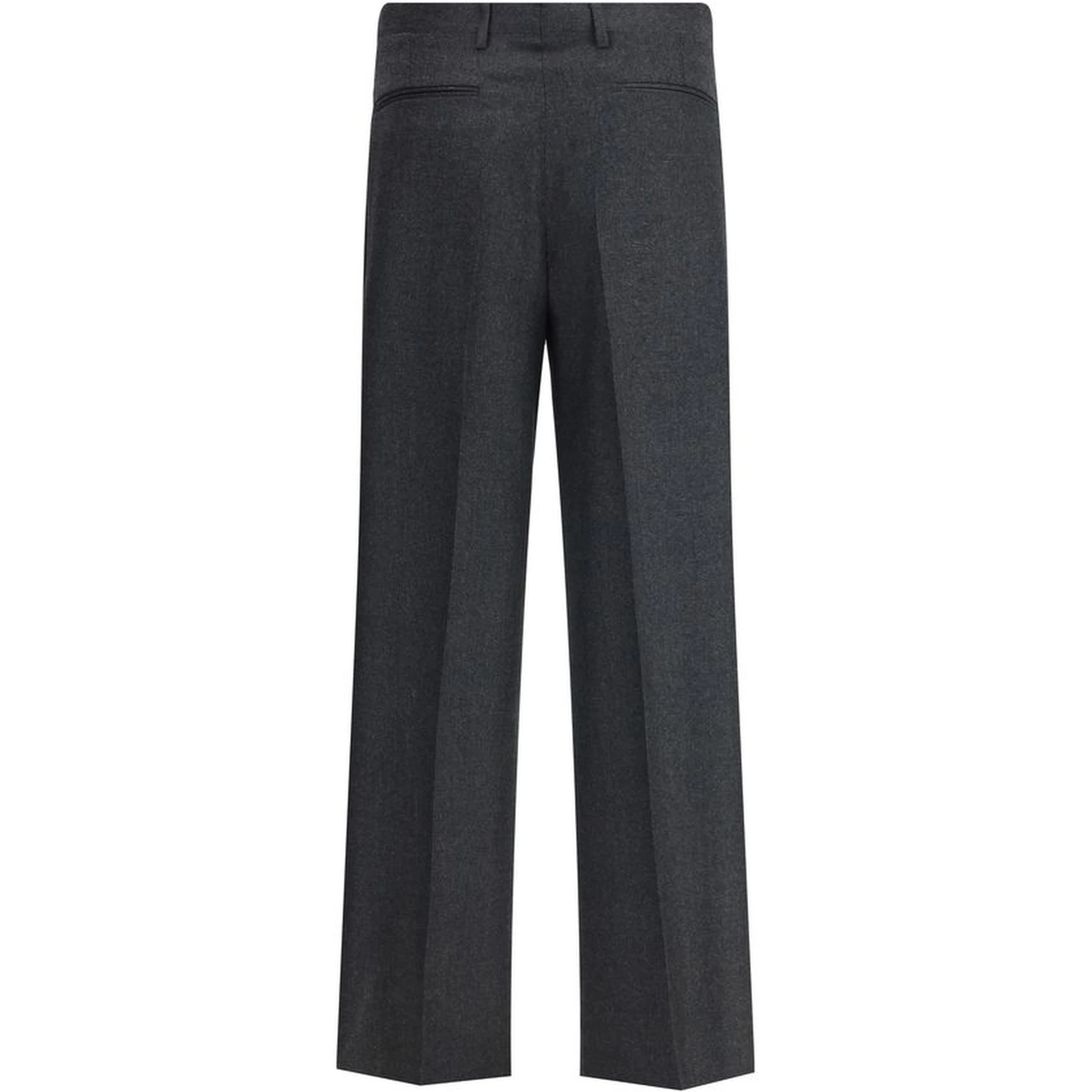 Gray Fleece Wool Casual Pants
