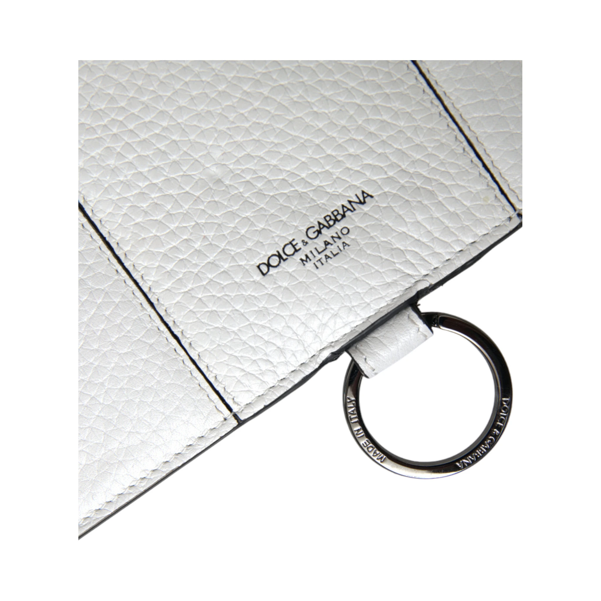 White Calfskin Leather Large Crossbody Card Holder Wallet
