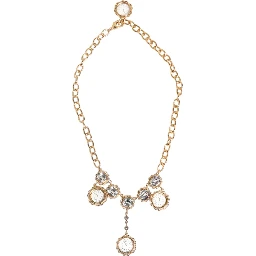 Gold Crystal Clock Face Pendant Statement Jewelry Necklace