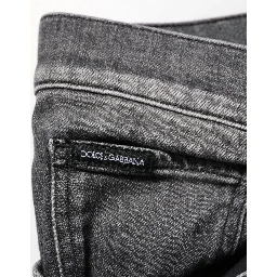 Black Gray Wash Slim Fit Straight Leg Denim Jeans