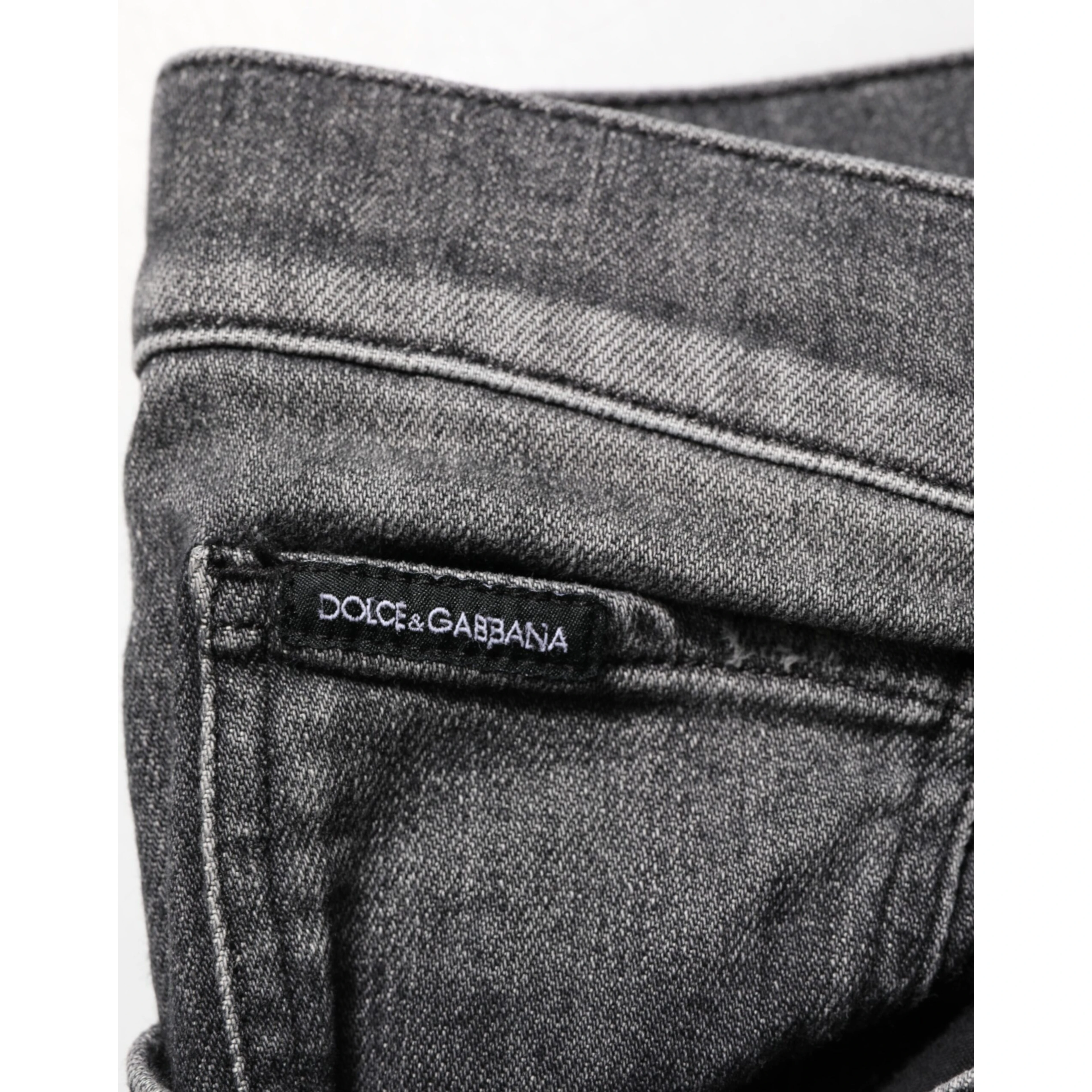 Black Gray Wash Slim Fit Straight Leg Denim Jeans
