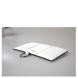 White Calfskin Leather Large Crossbody Card Holder Wallet