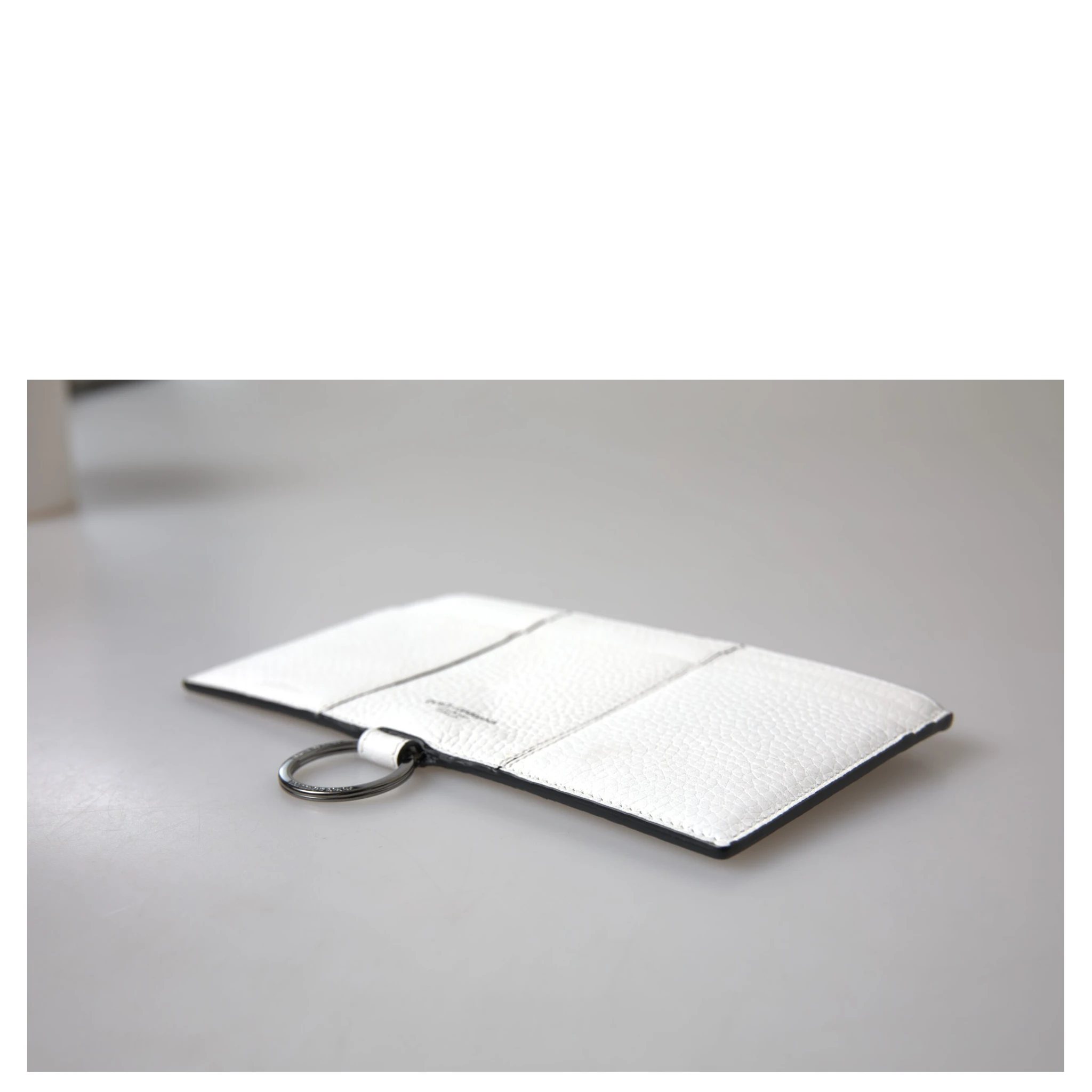 White Calfskin Leather Large Crossbody Card Holder Wallet