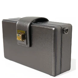 Steel Gray Leather Box Shape Shoulder Gold DG Logo Plaque Bag