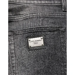 Black Gray Wash Slim Fit Straight Leg Denim Jeans