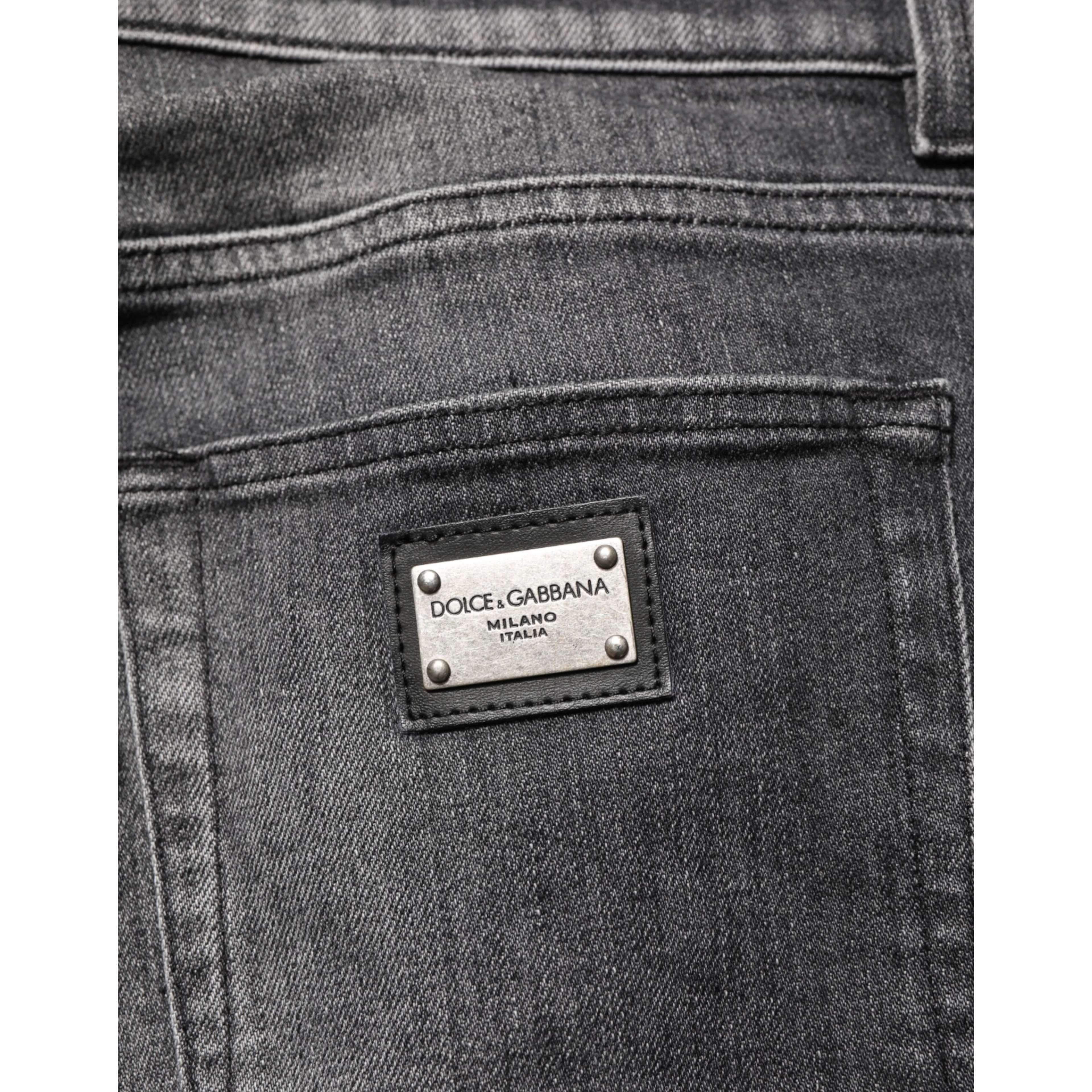 Black Gray Wash Slim Fit Straight Leg Denim Jeans