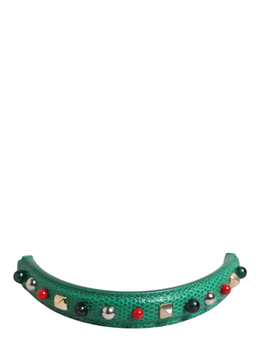 Green Embellished Leather Bag Handle Women Shoulder Strap