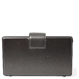 Steel Gray Leather Box Shape Shoulder Gold DG Logo Plaque Bag