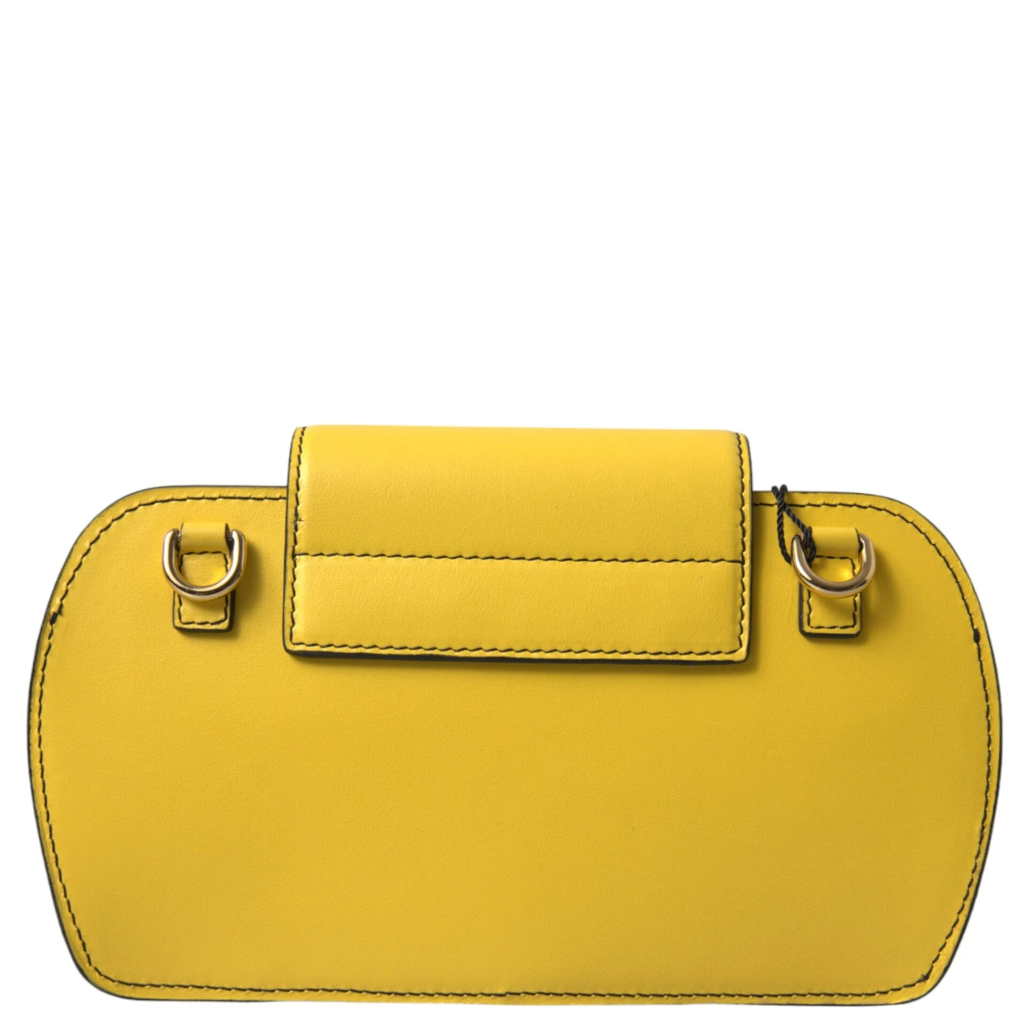 Yellow Smooth Leather DG Logo Clutch Crossbody Case Bag