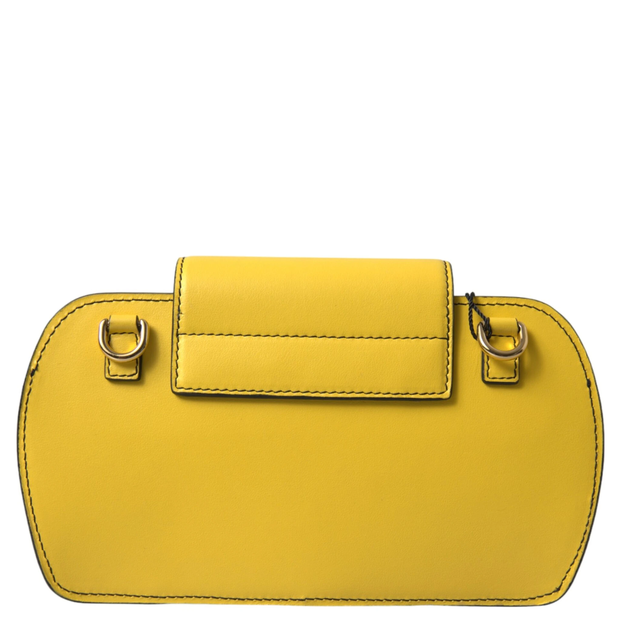 Yellow Smooth Leather DG Logo Clutch Crossbody Case Bag