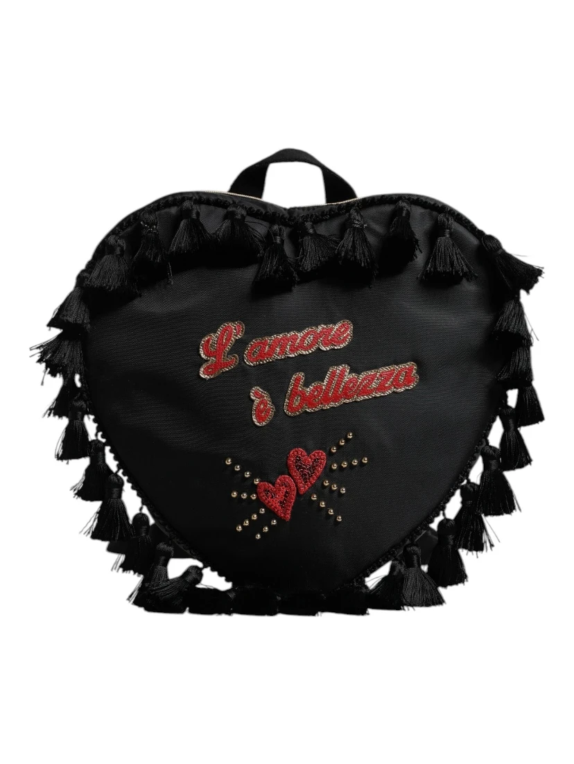 Black Heart L'Amore Patch Embellished Kids Backpack