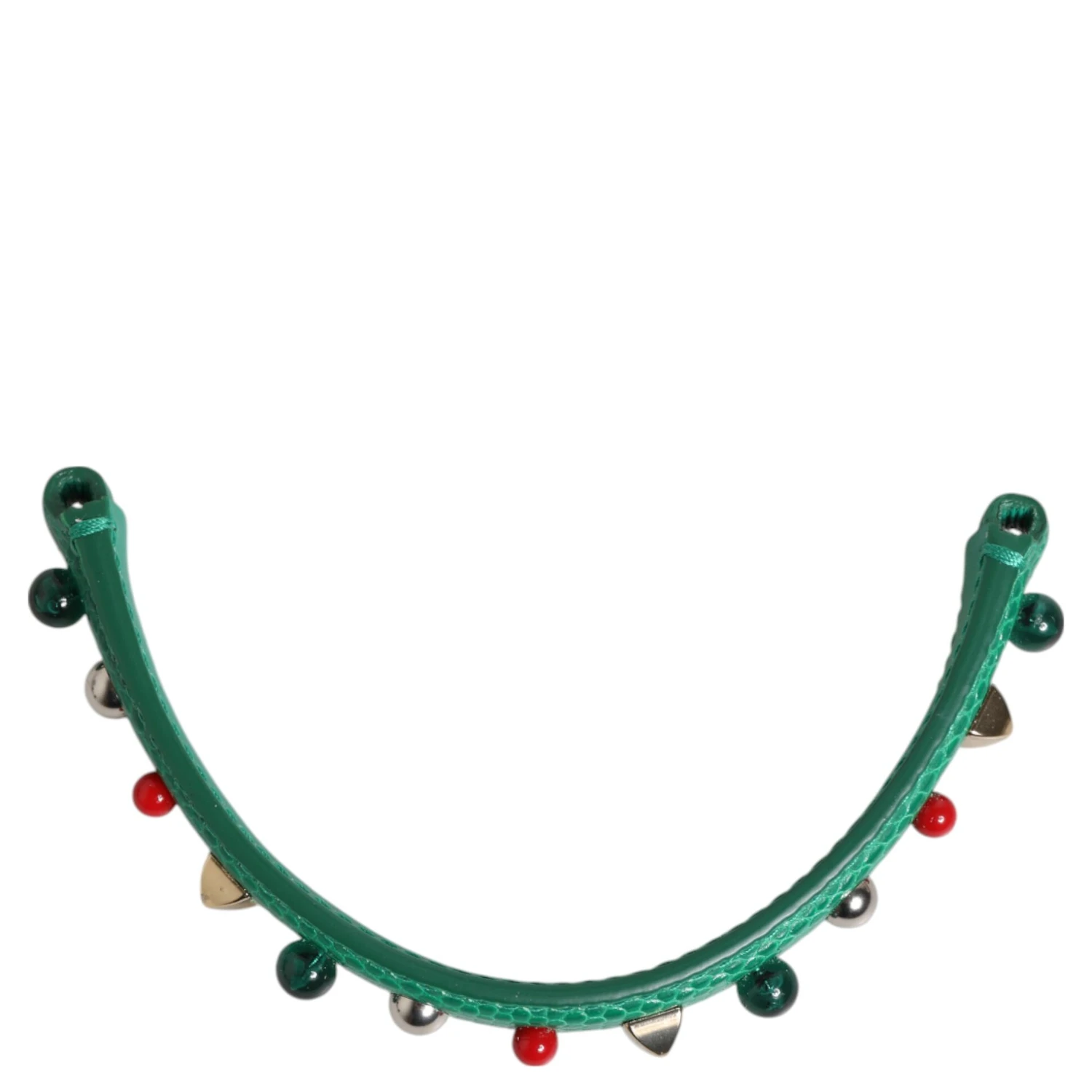 Green Embellished Leather Bag Handle Women Shoulder Strap