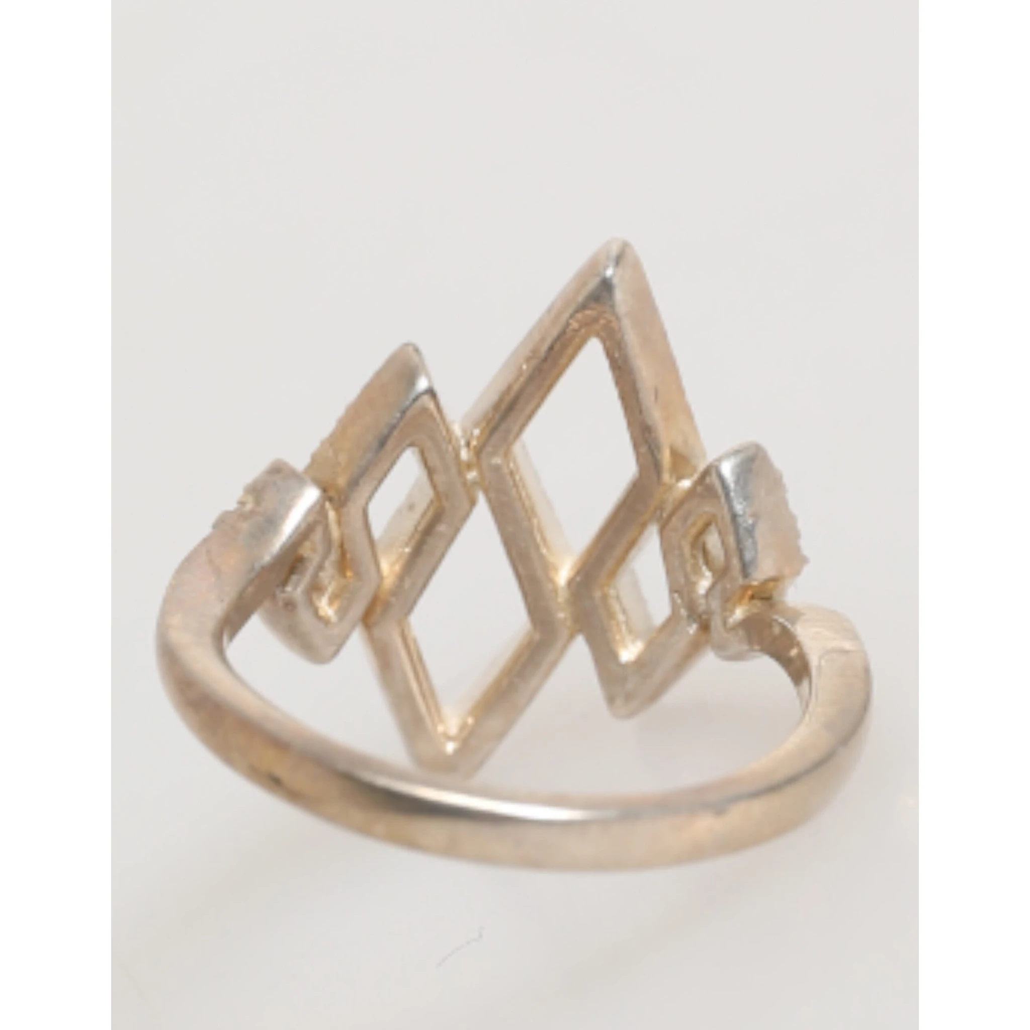 Geometric Diamond Shape Pave CZ Crystal Jewelry Ring