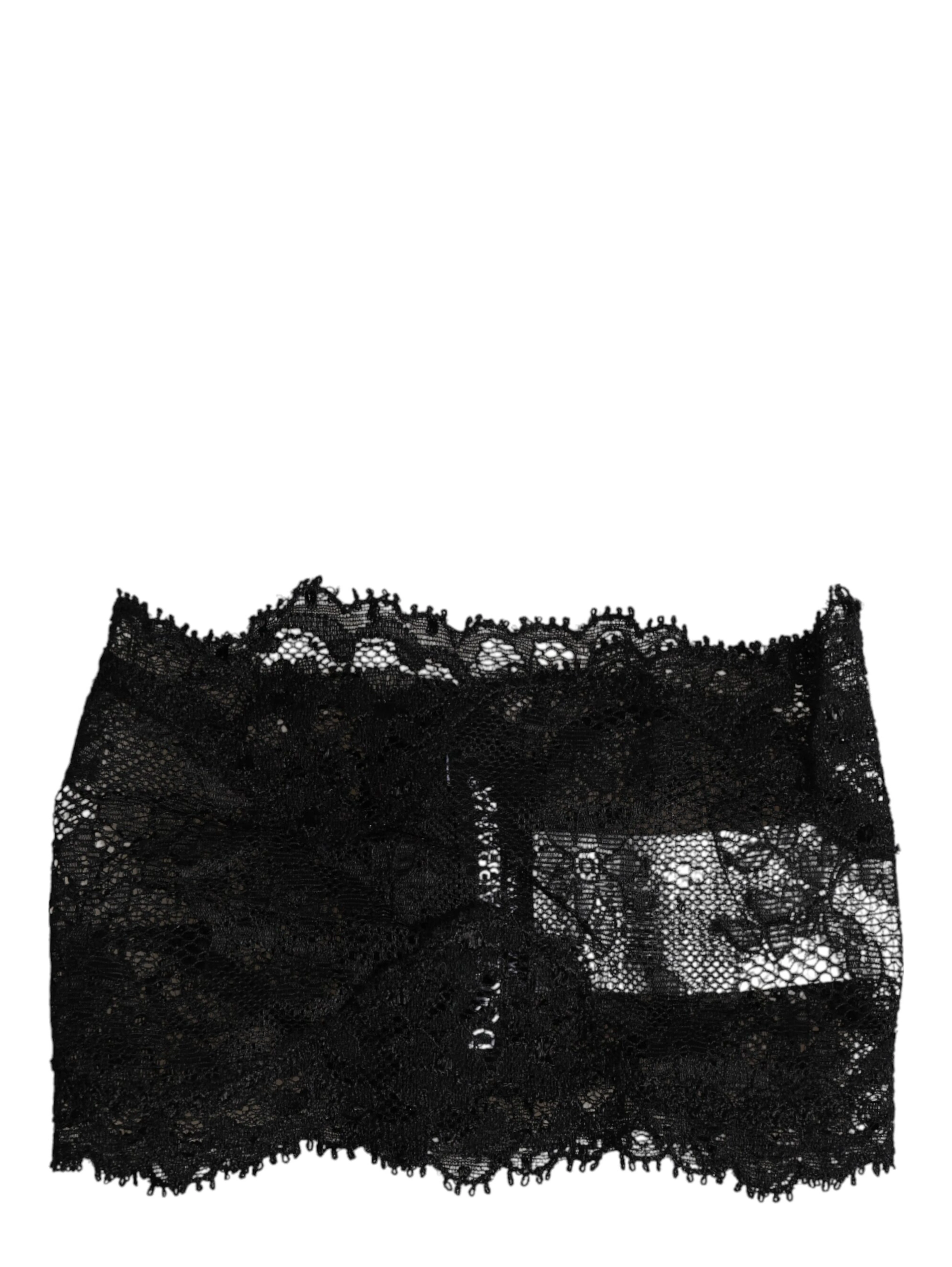 Black Lace Bandeau Bustier Top Sheer Stretch Underwear