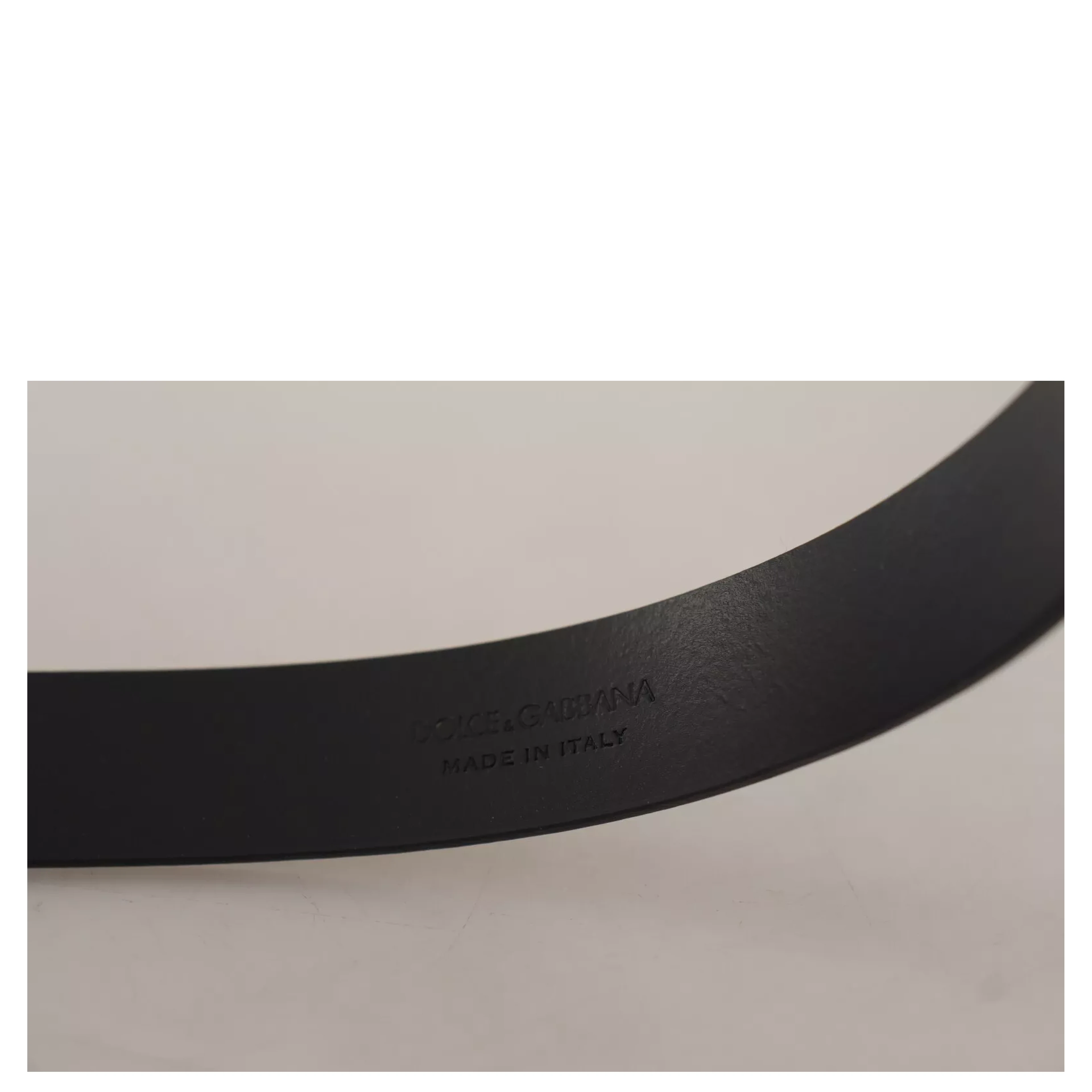Calf Leather Silver Tone Black Metal Buckle Belt