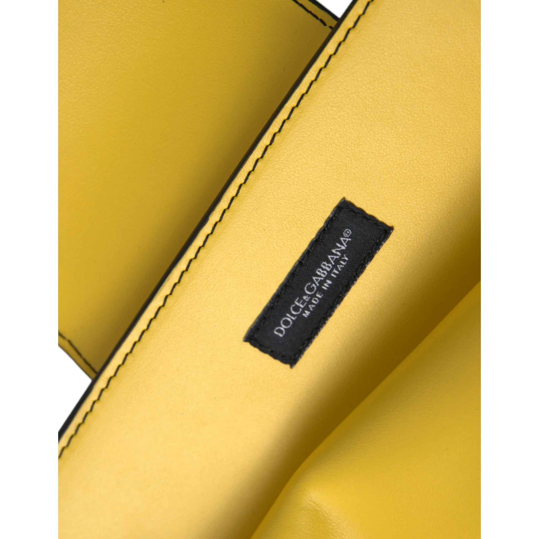 Yellow Smooth Leather DG Logo Clutch Crossbody Case Bag