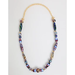 Multicolor Murano Glass Beads Gold Brass Chain Jewelry Necklace