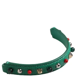 Green Embellished Leather Bag Handle Women Shoulder Strap