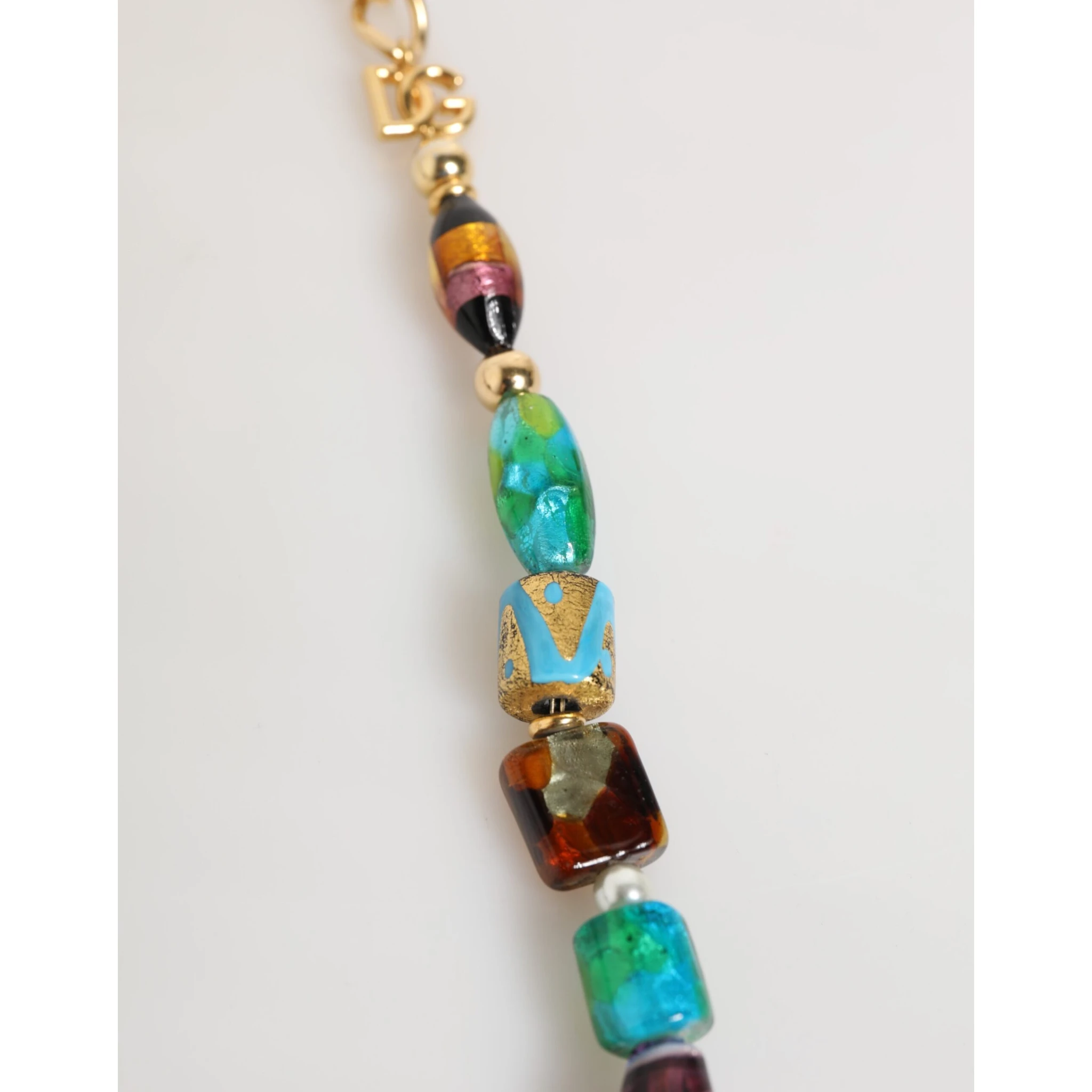 Multicolor Murano Glass Beads Gold Chain Jewelry Necklace