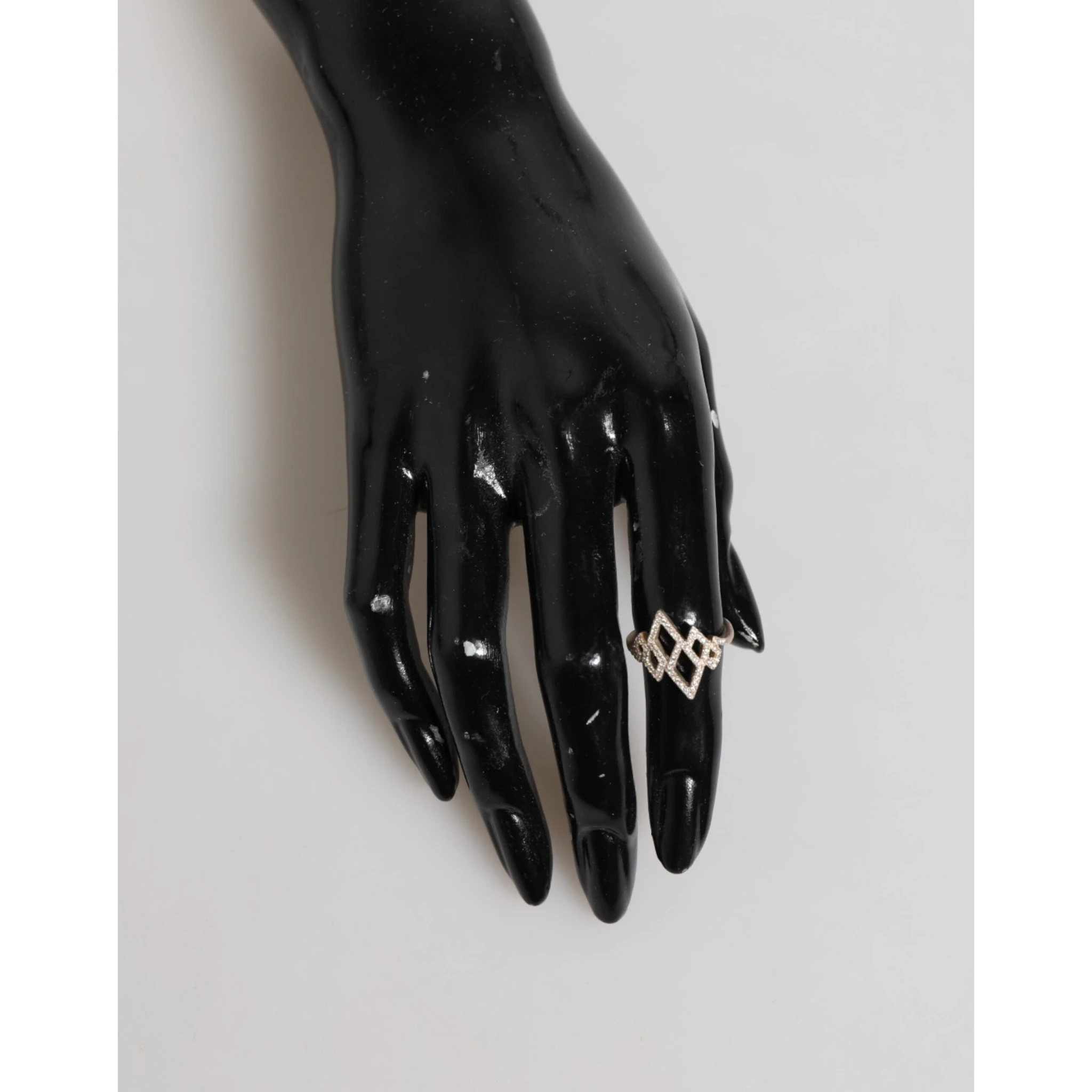 Geometric Diamond Shape Pave CZ Crystal Jewelry Ring