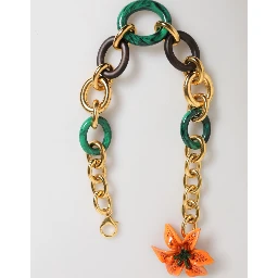 Multicolor Gold Brass Tiger Lily Floral Chai Necklace