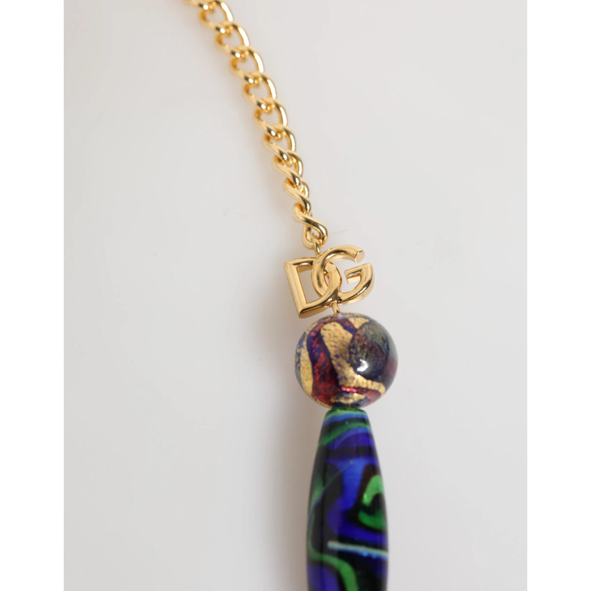 Multicolor Murano Glass Beads Gold Brass Chain Jewelry Necklace