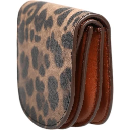 Brown Leopard Print Calf Leather Small Coin Purse Wallet