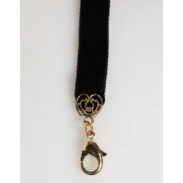 Blue Floral Appliqué Velvet Choker Crystal Beads Necklace